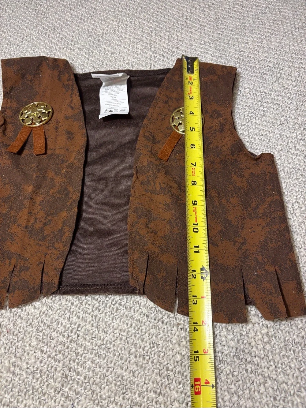 Kids Black & Tan Chaps and Brown Western Fringe Vest Costume Set